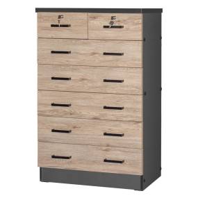 Better Home Products Cindy 7 Drawer Chest Wooden Dresser Natural Oak & Dark Gray - Better Home WC-7-NOK-DGRY