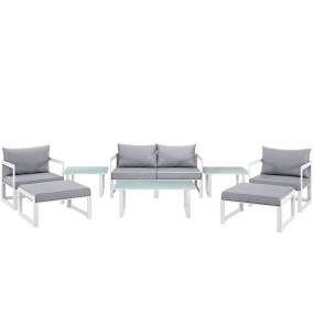 Fortuna 9 Piece Outdoor Patio Sectional Sofa Set - East End Imports EEI-1719-WHI-GRY-SET