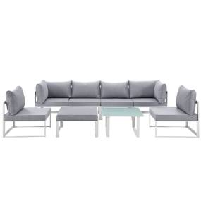 Fortuna 8 Piece Outdoor Patio Sectional Sofa Set - East End Imports EEI-1728-WHI-GRY-SET
