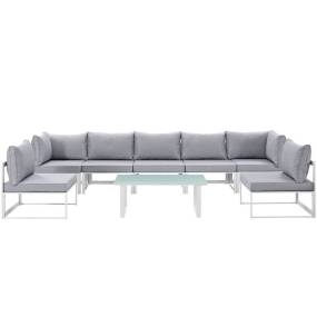 Fortuna 8 Piece Outdoor Patio Sectional Sofa Set - East End Imports EEI-1730-WHI-GRY-SET