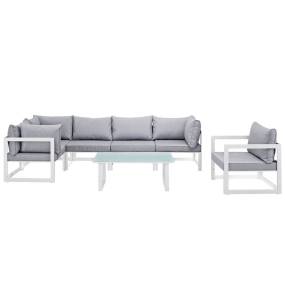Fortuna 7 Piece Outdoor Patio Sectional Sofa Set - East End Imports EEI-1733-WHI-GRY-SET