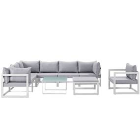 Fortuna 9 Piece Outdoor Patio Sectional Sofa Set - East End Imports EEI-1734-WHI-GRY-SET