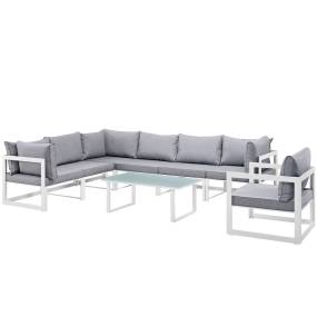 Fortuna 8 Piece Outdoor Patio Sectional Sofa Set - East End Imports EEI-1736-WHI-GRY-SET