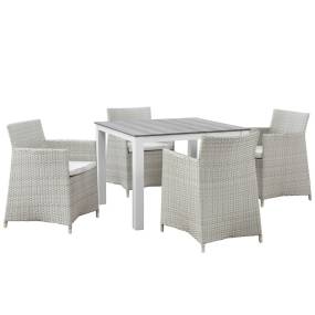 Junction 5 Piece Outdoor Patio Dining Set - East End Imports EEI-1744-GRY-WHI-SET