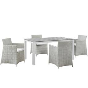 Junction 5 Piece Outdoor Patio Dining Set - East End Imports EEI-1746-GRY-WHI-SET