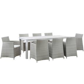 Junction 9 Piece Outdoor Patio Dining Set - East End Imports EEI-1752-GRY-WHI-SET