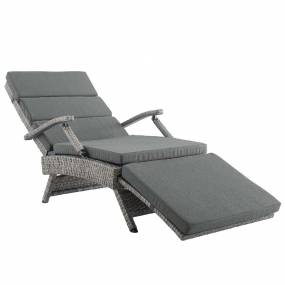 Envisage Chaise Outdoor Patio Wicker Rattan Lounge Chair in Light Gray Charcoal - East End Imports EEI-2301-LGR-CHA
