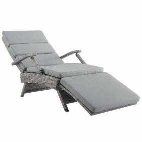 Envisage Chaise Outdoor Patio Wicker Rattan Lounge Chair in Light Gray Gray - East End Imports EEI-2301-LGR-GRY