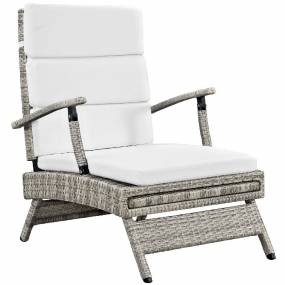 Envisage Chaise Outdoor Patio Wicker Rattan Lounge Chair in Light Gray White - East End Imports EEI-2301-LGR-WHI