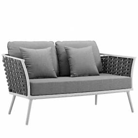 Stance Outdoor Patio Aluminum Loveseat in White Gray - East End Imports EEI-3019-WHI-GRY