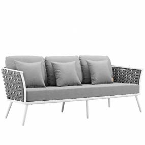 Stance Outdoor Patio Aluminum Sofa in White Gray - East End Imports EEI-3020-WHI-GRY