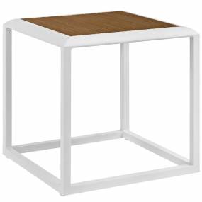 Stance Outdoor Patio Aluminum Side Table in White Natural - East End Imports EEI-3022-WHI-NAT