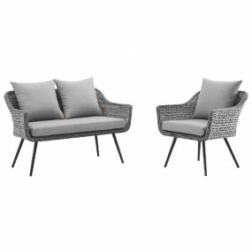 Endeavor 2-Pc Outdoor Patio Wicker Rattan Sectional Sofa Set in Gray Gray - East End Imports EEI-3174-GRY-GRY-SET