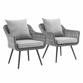 Endeavor Armchair Outdoor Patio Wicker Rattan in Gray Gray (Set of 2) - East End Imports EEI-3176-GRY-GRY-SET