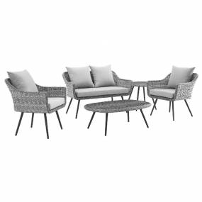 Endeavor 5-Pc Outdoor Patio Wicker Rattan Sectional Sofa Set in Gray Gray - East End Imports EEI-3178-GRY-GRY-SET