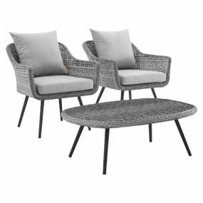 Endeavor 3-Pc Outdoor Patio Wicker Rattan Sectional Sofa Set in Gray Gray - East End Imports EEI-3179-GRY-GRY-SET