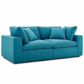 Commix Down Filled Overstuffed 2-Pc Sectional Sofa Set in Teal - East End Imports EEI-3354-TEA