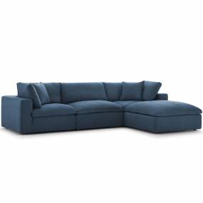 Commix Down Filled Overstuffed 4-Pc Sectional Sofa Set in Azure - East End Imports EEI-3356-AZU