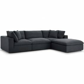 Commix Down Filled Overstuffed 4-Pc Sectional Sofa Set in Gray - East End Imports EEI-3356-GRY