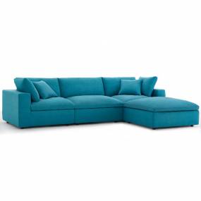 Commix Down Filled Overstuffed 4-Pc Sectional Sofa Set in Teal - East End Imports EEI-3356-TEA