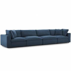 Commix Down Filled Overstuffed 4-Pc Sectional Sofa Set in Azure - East End Imports EEI-3357-AZU