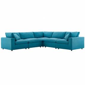 Commix Down Filled Overstuffed 5-Pc Sectional Sofa Set in Teal - East End Imports EEI-3359-TEA