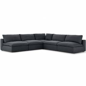 Commix Down Filled Overstuffed 5-Pc Sectional Sofa Set in Gray - East End Imports EEI-3360-GRY