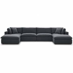 Commix Down Filled Overstuffed 6-Pc Sectional Sofa Set in Gray - East End Imports EEI-3362-GRY