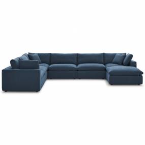Commix Down Filled Overstuffed 7-Pc Sectional Sofa Set in Azure - East End Imports EEI-3364-AZU