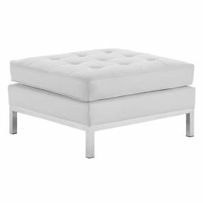 Loft Tufted Button Upholstered Faux Leather Ottoman in Silver White - East End Imports EEI-3394-SLV-WHI
