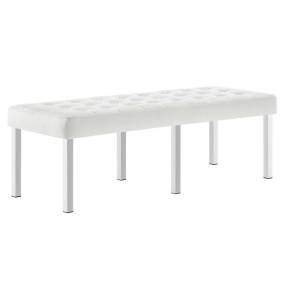 Loft Tufted Vegan Leather Bench - East End Imports EEI-3397-SLV-WHI
