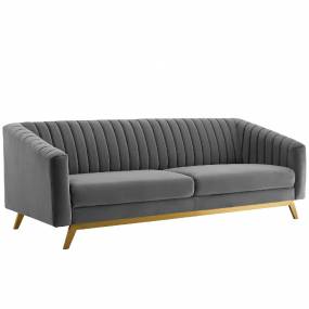 Valiant Vertical Channel Tufted Performance Velvet Loveseat in Gray - East End Imports EEI-3403-GRY