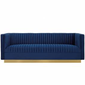 Sanguine Vertical Channel Tufted Performance Velvet Sofa in Navy - East End Imports EEI-3405-NAV
