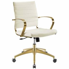Jive Gold Stainless Steel Midback Office Chair in Gold White - East End Imports EEI-3418-GLD-WHI