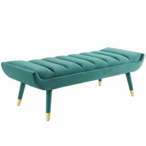 Guess Channel Tufted Performance Velvet Accent Bench in Teal - East End Imports EEI-3484-TEA