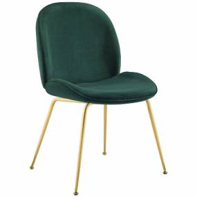 Scoop Gold Stainless Steel Leg Performance Velvet Dining Chair in Green - East End Imports EEI-3548-GRN