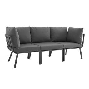 Riverside 3 Piece Outdoor Patio Aluminum Sectional Sofa Set - East End Imports EEI-3782-SLA-CHA