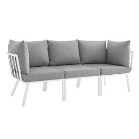 Riverside 3 Piece Outdoor Patio Aluminum Sectional Sofa Set - East End Imports EEI-3782-WHI-GRY