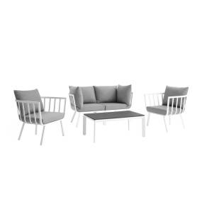 Riverside 5 Piece Outdoor Patio Aluminum Set - East End Imports EEI-3786-WHI-GRY