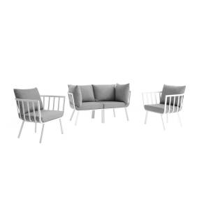 Riverside 4 Piece Outdoor Patio Aluminum Set - East End Imports EEI-3787-WHI-GRY