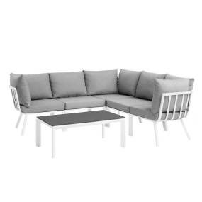 Riverside 6 Piece Outdoor Patio Aluminum Set - East End Imports EEI-3788-WHI-GRY