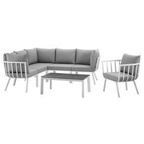 Riverside 7 Piece Outdoor Patio Aluminum Set - East End Imports EEI-3790-WHI-GRY