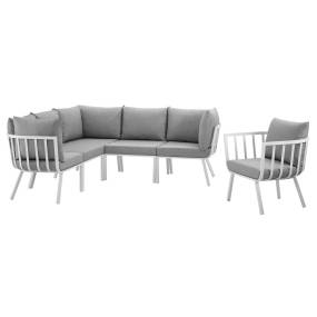 Riverside 6 Piece Outdoor Patio Aluminum Set - East End Imports EEI-3791-WHI-GRY