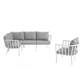 Riverside 5 Piece Outdoor Patio Aluminum Set - East End Imports EEI-3792-WHI-GRY