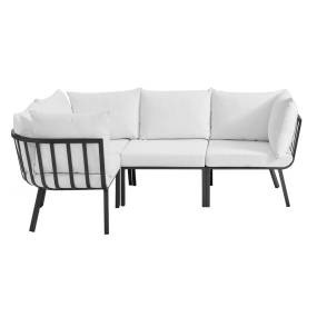 Riverside 4 Piece Outdoor Patio Aluminum Sectional - East End Imports EEI-3794-SLA-WHI