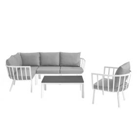 Riverside 6 Piece Outdoor Patio Aluminum Set - East End Imports EEI-3795-WHI-GRY