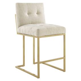 Privy Gold Stainless Steel Upholstered Fabric Counter Stool - East End Imports EEI-3852-GLD-BEI
