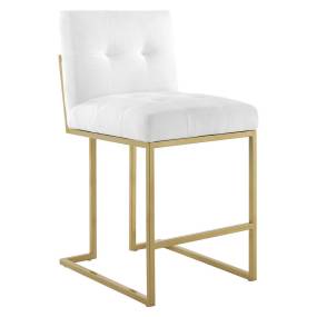 Privy Gold Stainless Steel Upholstered Fabric Counter Stool - East End Imports EEI-3852-GLD-WHI