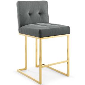 Privy Gold Stainless Steel Performance Velvet Counter Stool - East End Imports EEI-3853-GLD-CHA