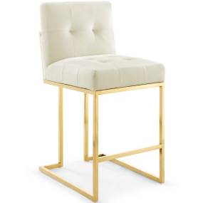 Privy Gold Stainless Steel Performance Velvet Counter Stool - East End Imports EEI-3853-GLD-IVO